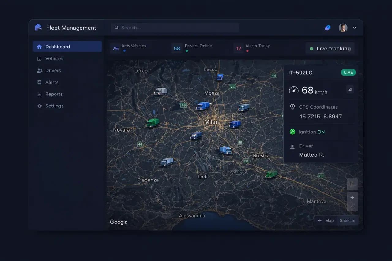 FlottaGPS fleet management dashboard